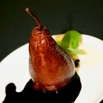 Cinnamon Poached Pear with Vanilla Bean Ice Cream